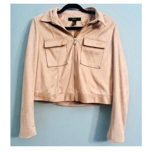 New Forever 21 Faux Suede Jacket Pockets Full Zip Size Large 36” Bust 19” Length